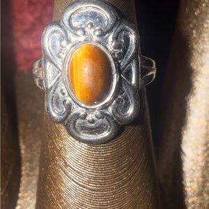 Vintage sterling Silver and tigers eye Stone Women's Ring